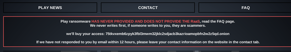 PLAY Ransomware group Team