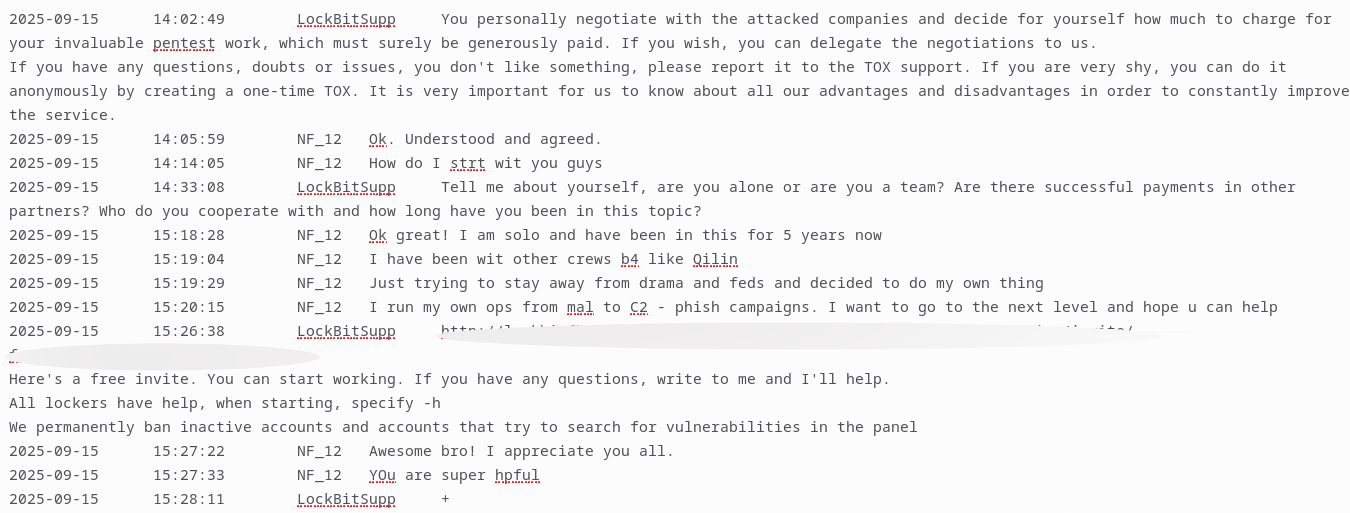 TOX LockBit5.0 vetting and Infrastructure details