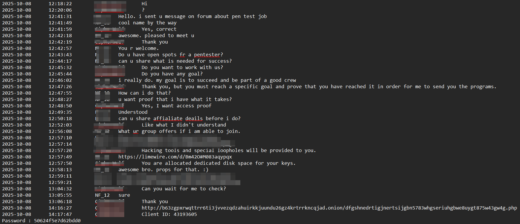Ransomware group TOX chat