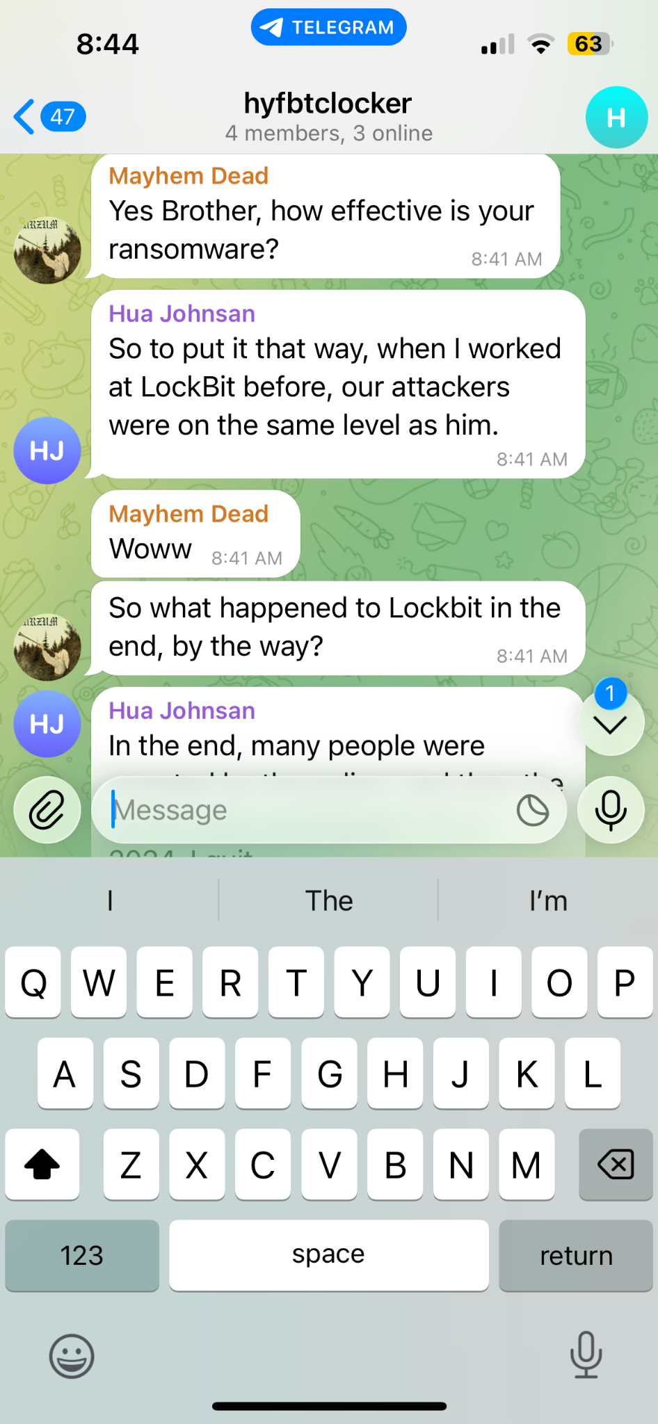 New Ransomware Telegram channel discussion